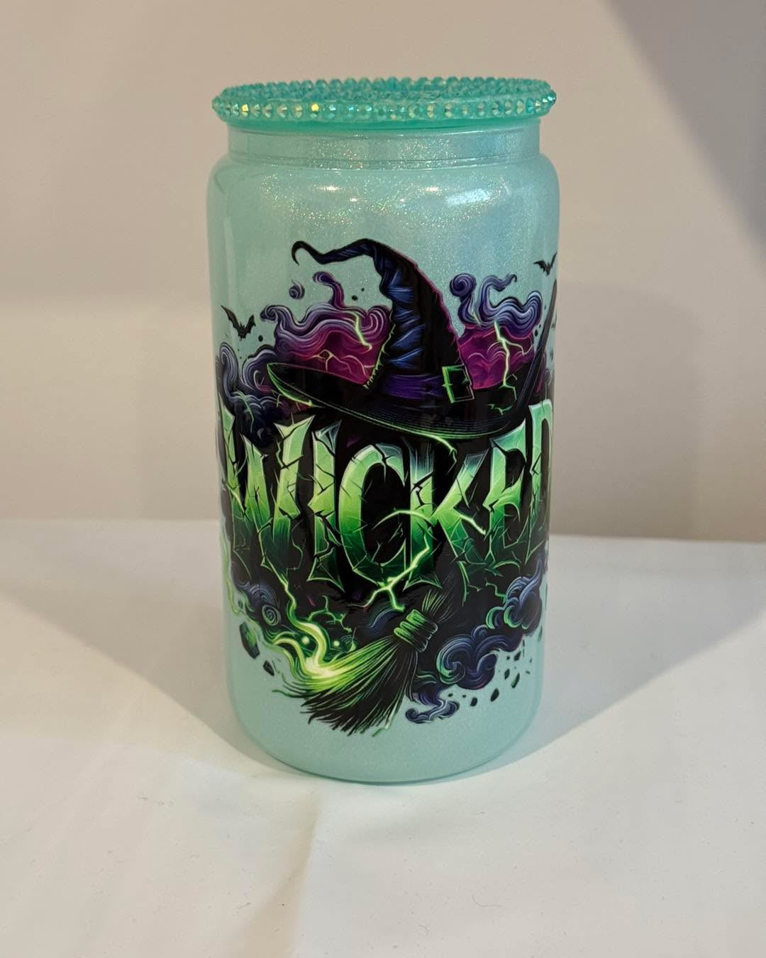 Verre en vitre Wicked avec couvercle blingbling