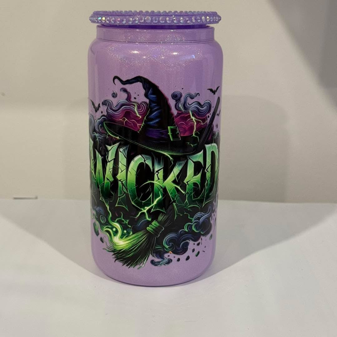 Verre en vitre Wicked avec couvercle blingbling