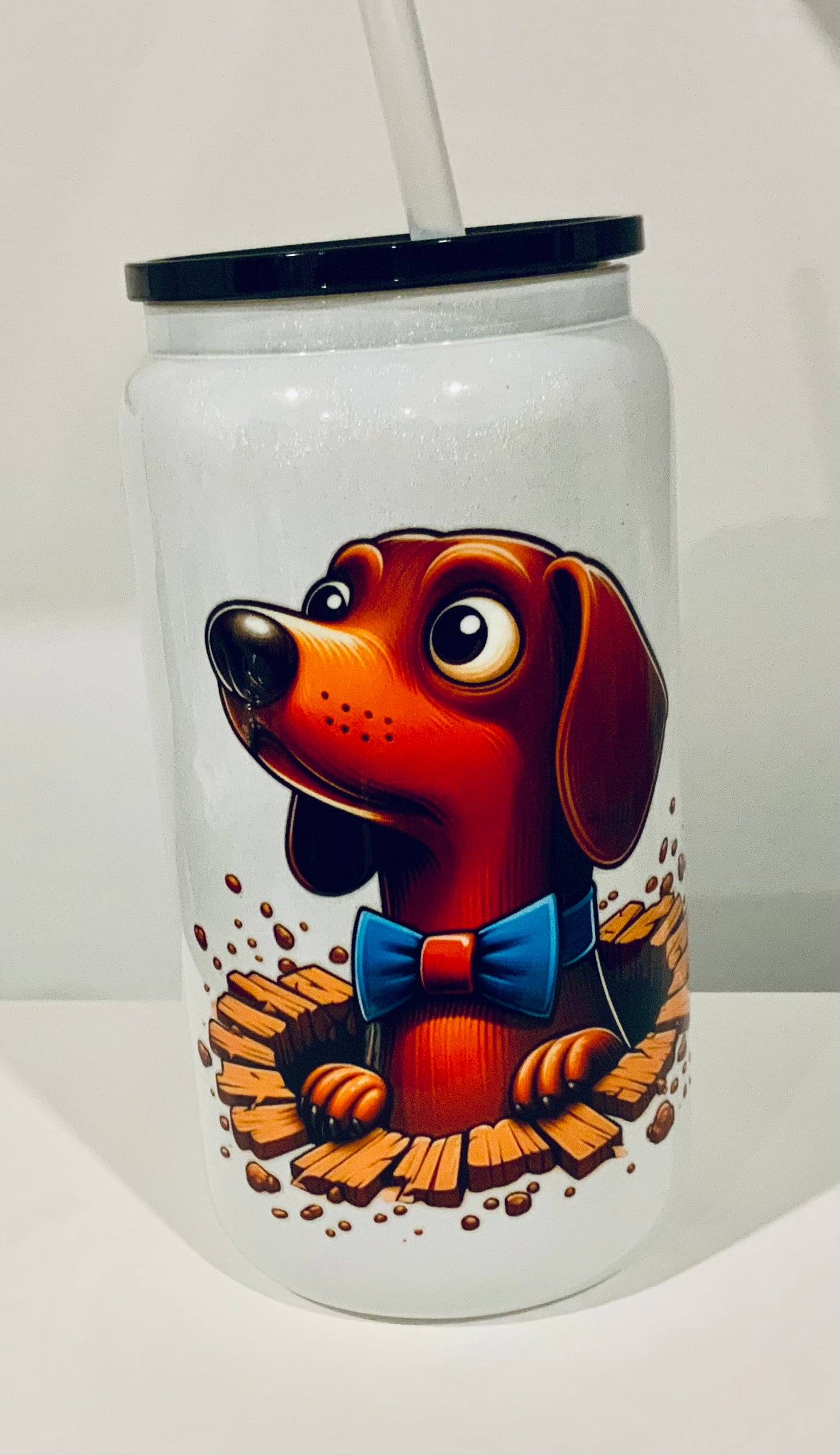 Verre en vitre Chien Saussise brillant