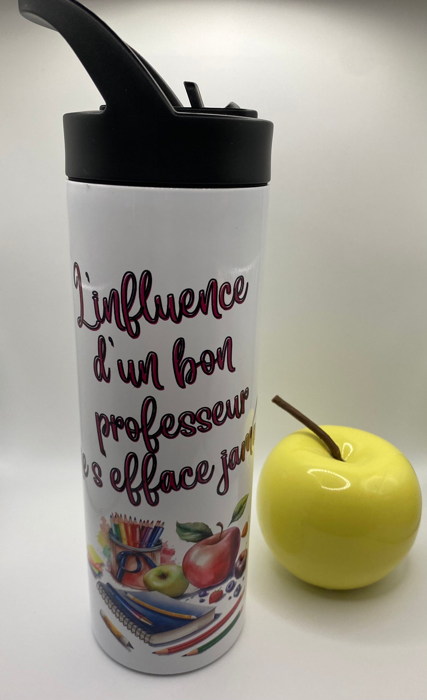 Verre en acier inoxydable bouchon noire Professeur