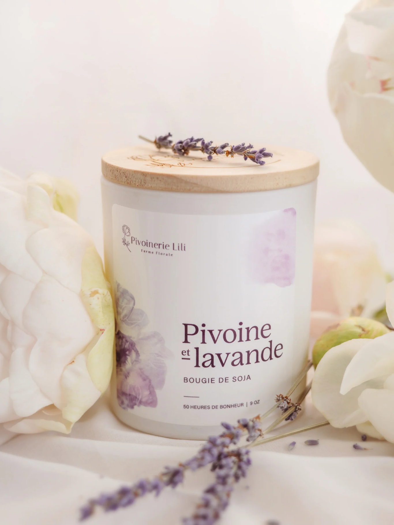 Chandelle Pivoinerie Lili Pivoine et lavande