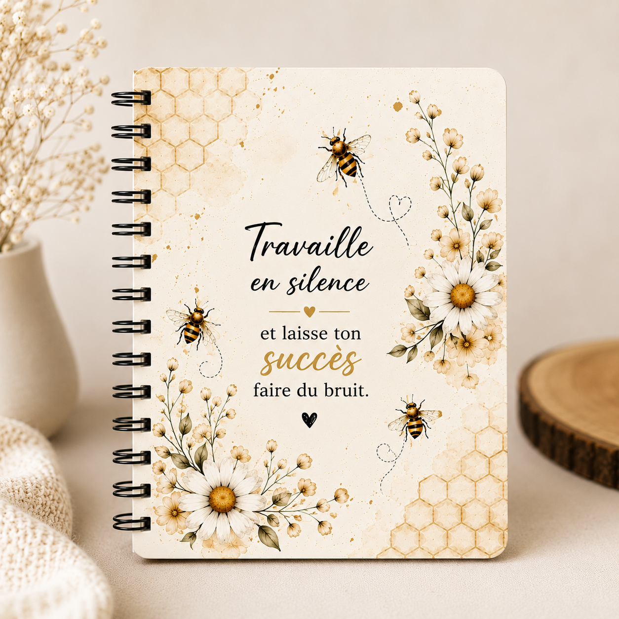 Carnet spirale « Travaille en silence »