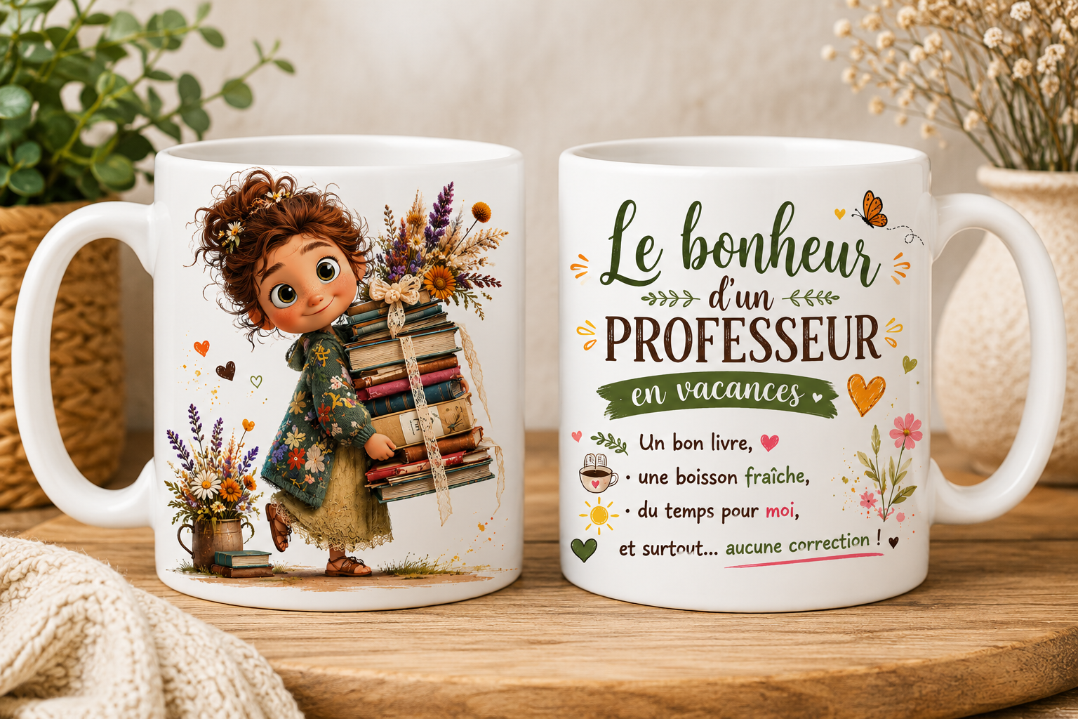 Tasse 11 oz – Le bonheur d’un professeur en vacances 📚☀️