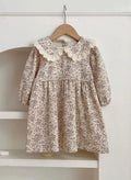 Robe pour fillette à manches longues Col Peter Pan
